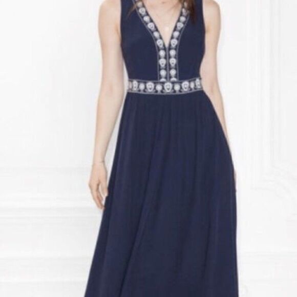 &Other Stories Blue Embroidered Maxi Dress sz 10 - Picture 3 of 13